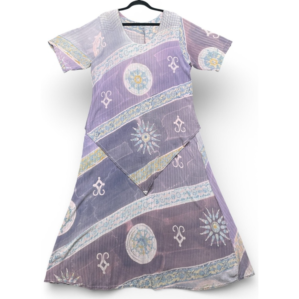 Mission Canyon Santa Barbara Layered Maxi Dress Purple Large Lagenlook Artsy